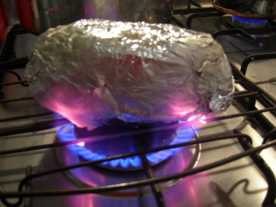 Grilled Eggplant on Gas Flame